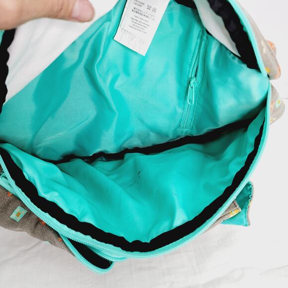 Kavu Gray & Teal Geometric Print Rope Sling Crossbody Bag Cotton Back Pack - Picture 11 of 16